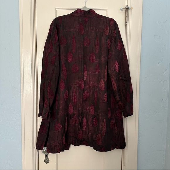 Coldwater Creek Coat Longline Leaf Burgundy L - Picture 4 of 12